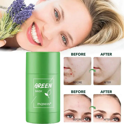 Hot Green Tea Solid Cleansing Mask Dispel Acne Blemish Mark Remove Blackhead Acne Smearing Mud Film Hydrating Mask 2024