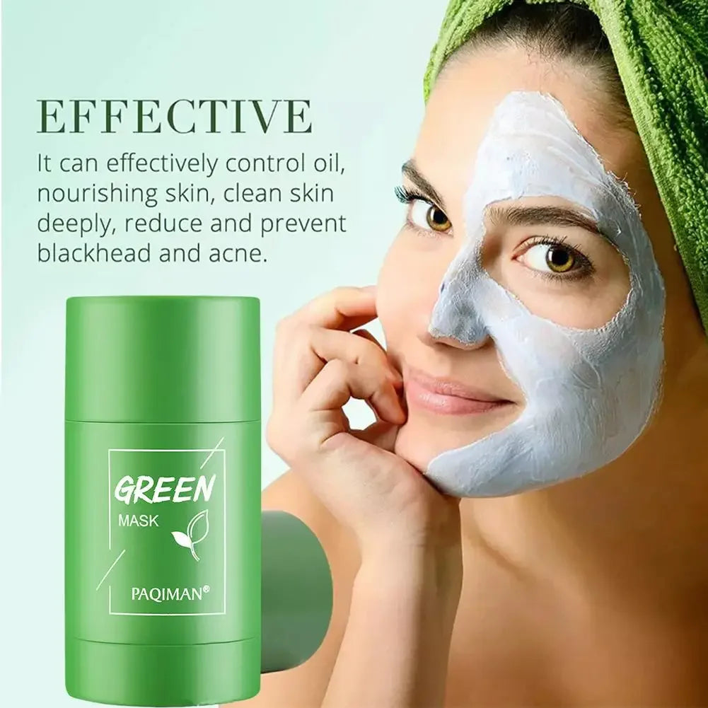 Hot Green Tea Solid Cleansing Mask Dispel Acne Blemish Mark Remove Blackhead Acne Smearing Mud Film Hydrating Mask 2024